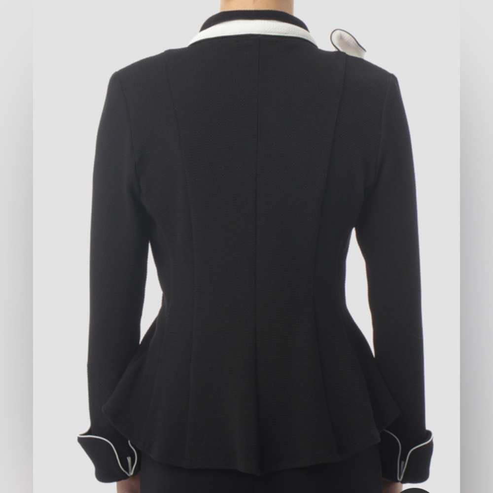 New, Canadian Designer, Joseph Ribkoff, peplum, classy black/vanilla jacket. - Picture 3 of 5